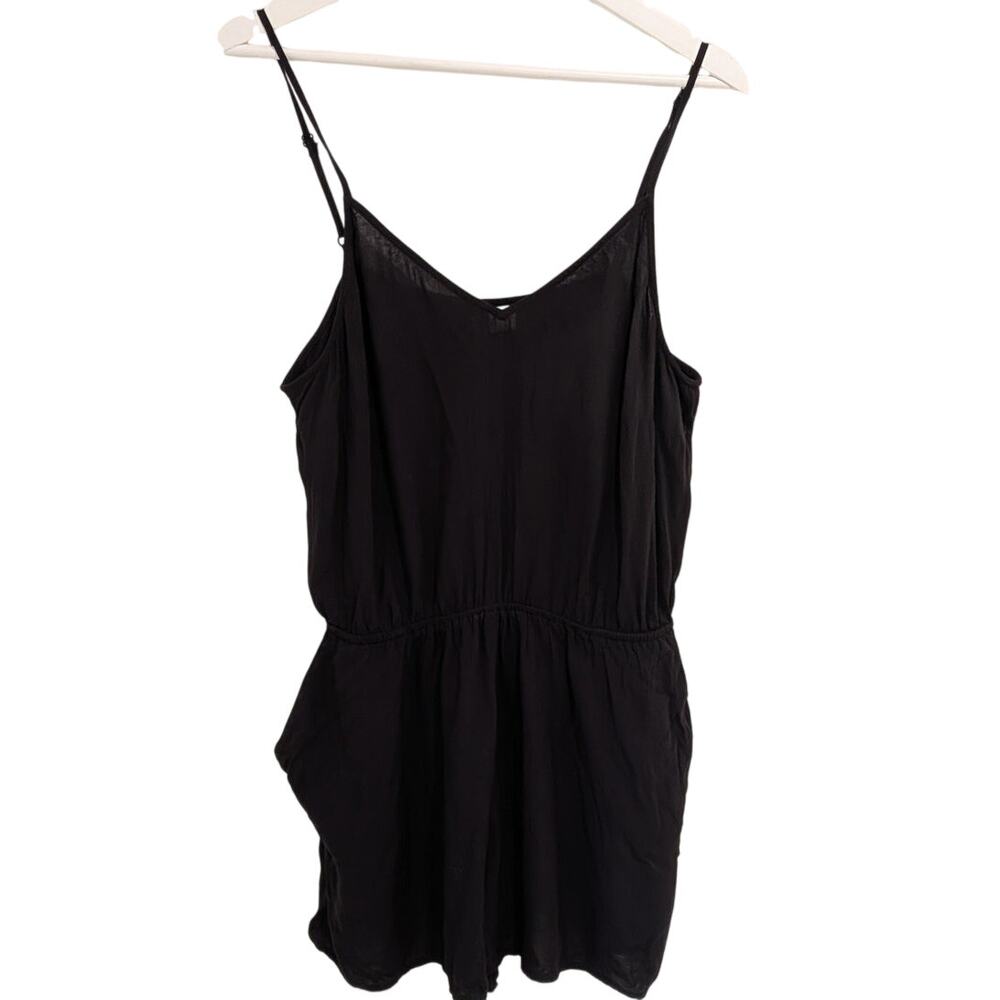 Black Spaghetti Strap Romper w/ pockets (L) Minimalist Boho Y2K Streetwear